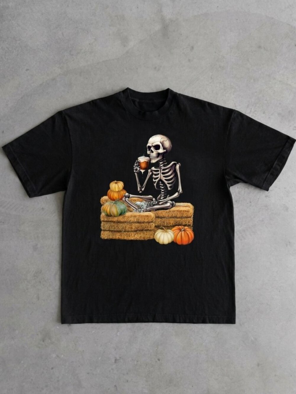 Funny Skeleton Drinking Coffee Tee Shirt Gift Unisex T-Shirt